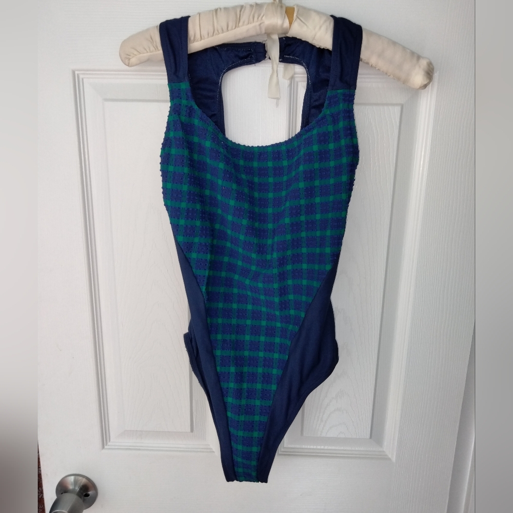 Vintage Pacific Connections Bathing suit sporty Plaid EUC Size M/L